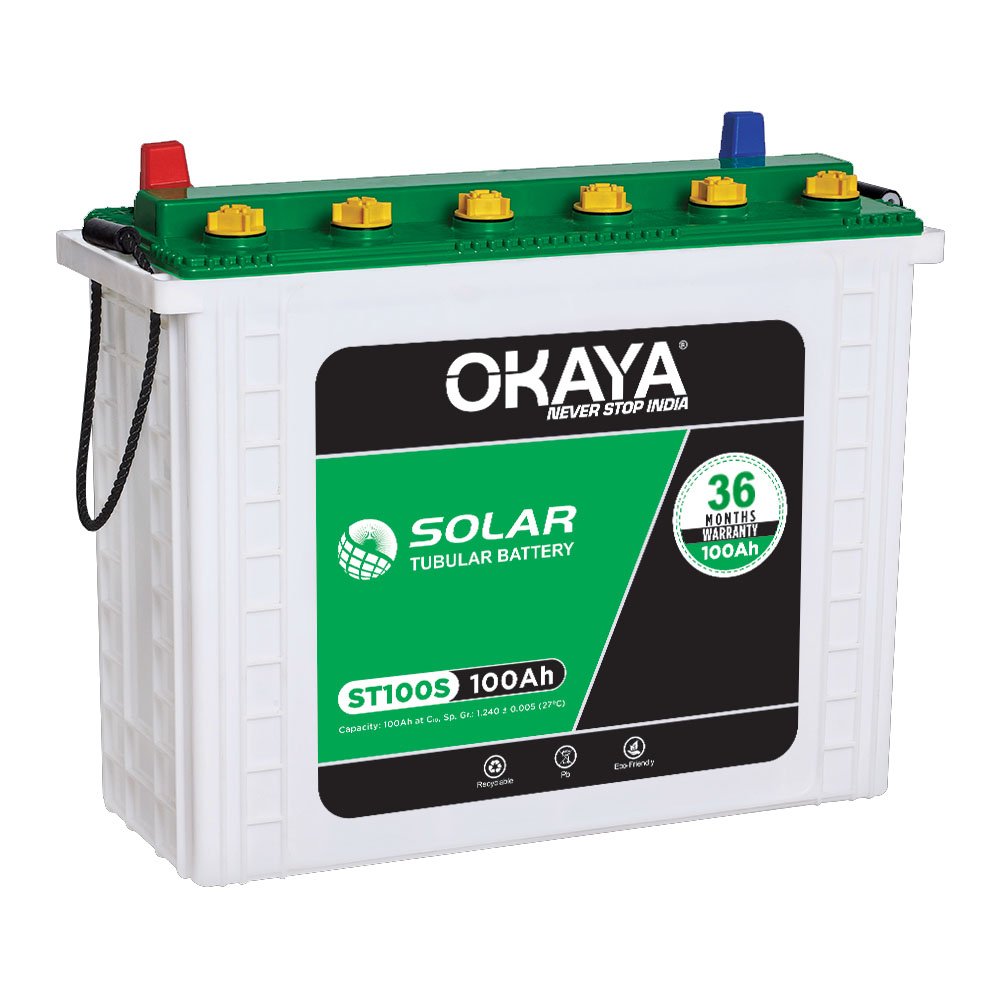 Okaya Solar Tubular Battery -ST 100H 12V/100Ah-1200W/100AH