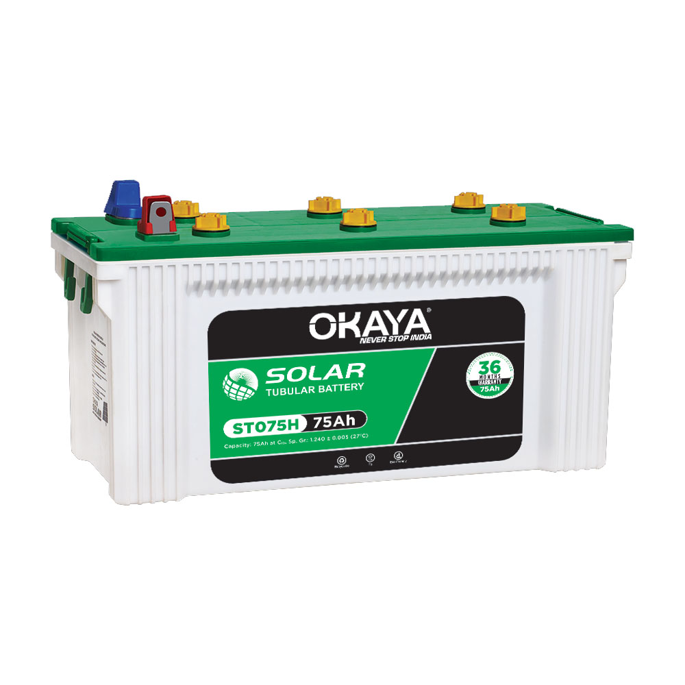 Okaya Solar Tubular Battery -ST 075H 12V/75Ah-900W/75AH